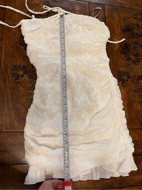 Lovers + Friends White Strapless Ruched Mini Dress